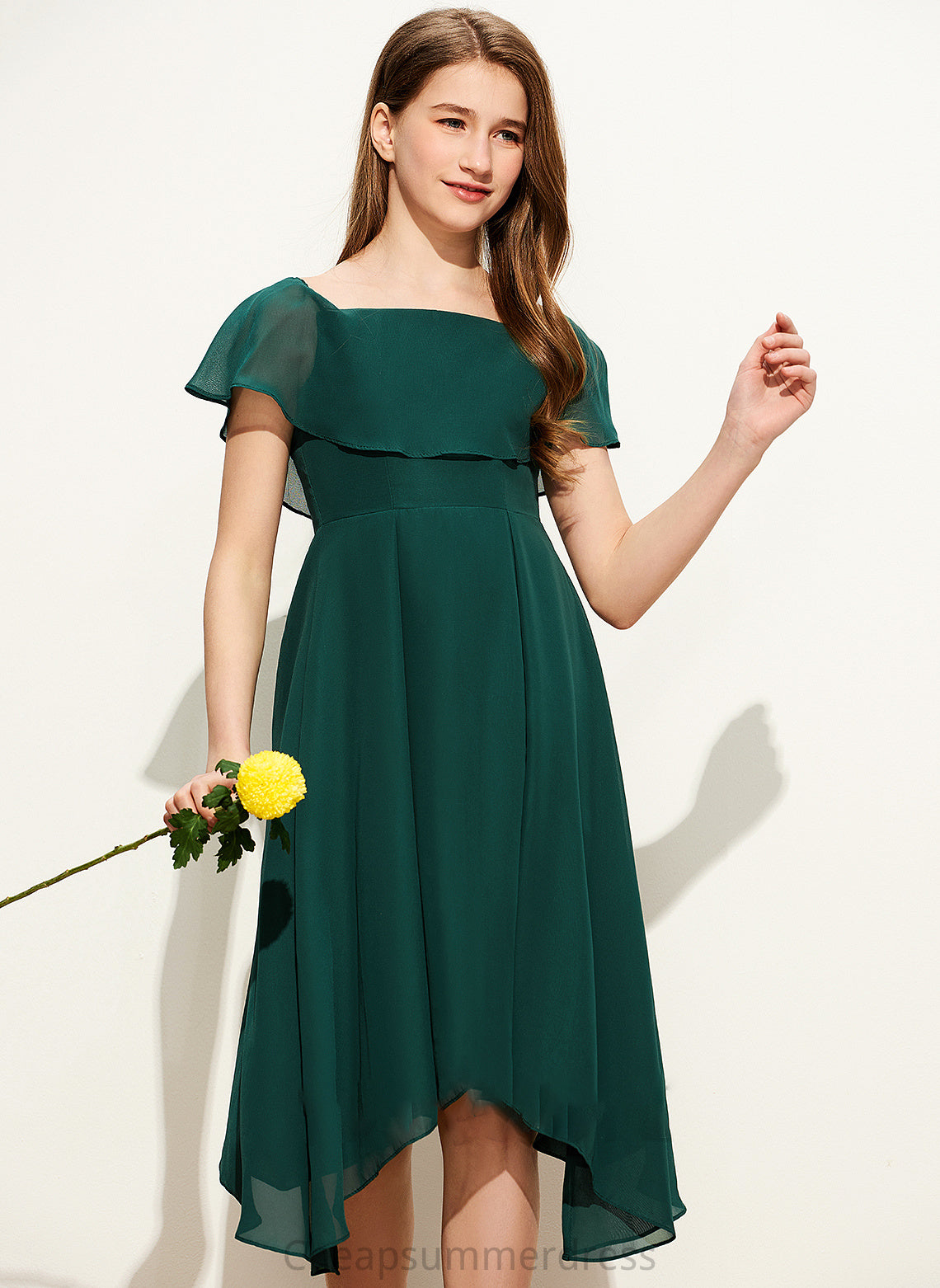 Chiffon Junior Bridesmaid Dresses A-Line Knee-Length Priscilla Square Neckline