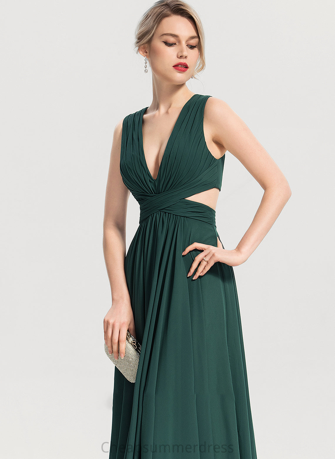 Sleeve V-neck Floor-Length Fabric A-Line Neckline Length Silhouette Simone Floor Length Spaghetti Staps Sheath/Column