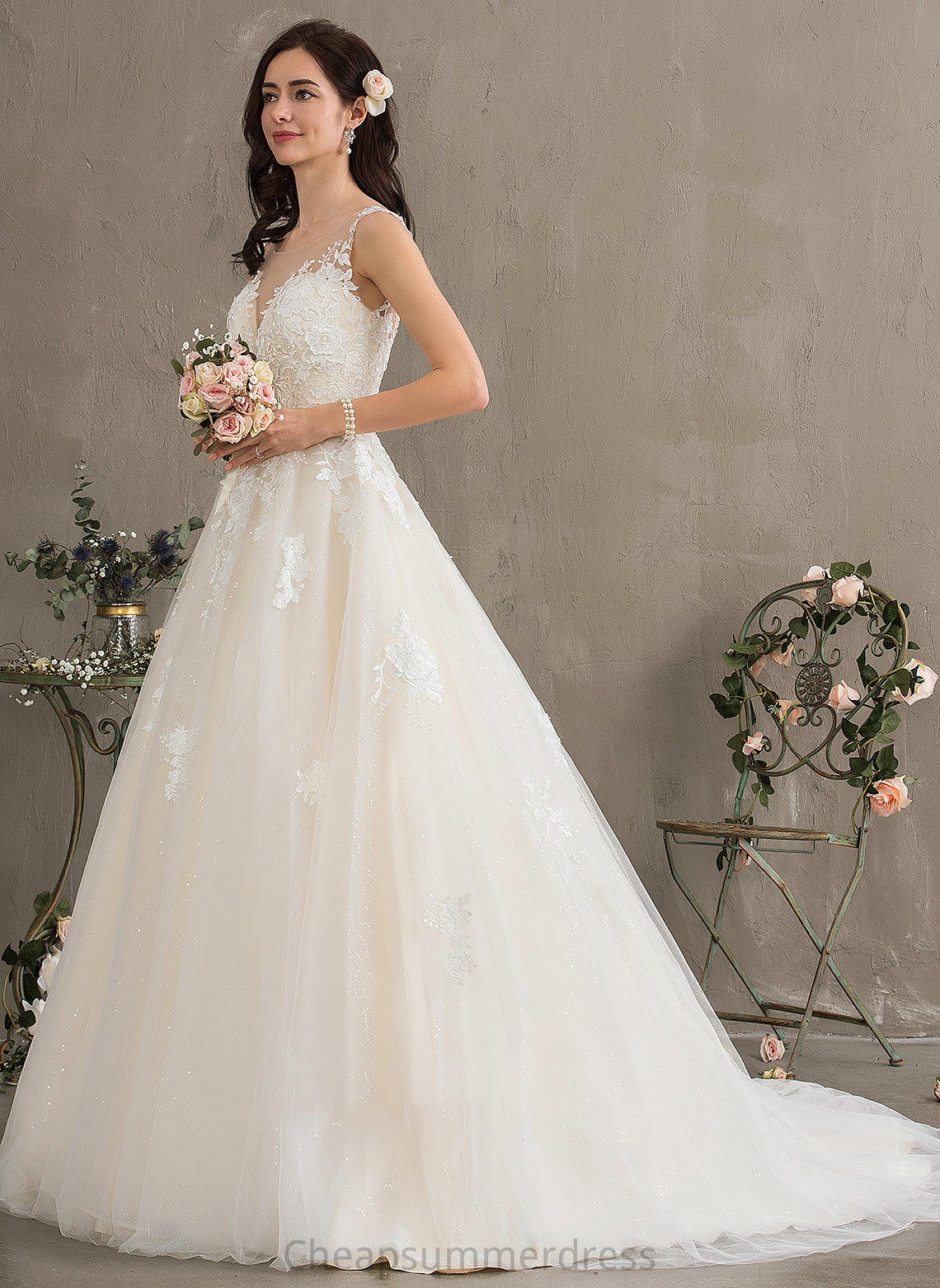 Wedding Dress Train Saniyah Court Illusion Ball-Gown/Princess Wedding Dresses Tulle