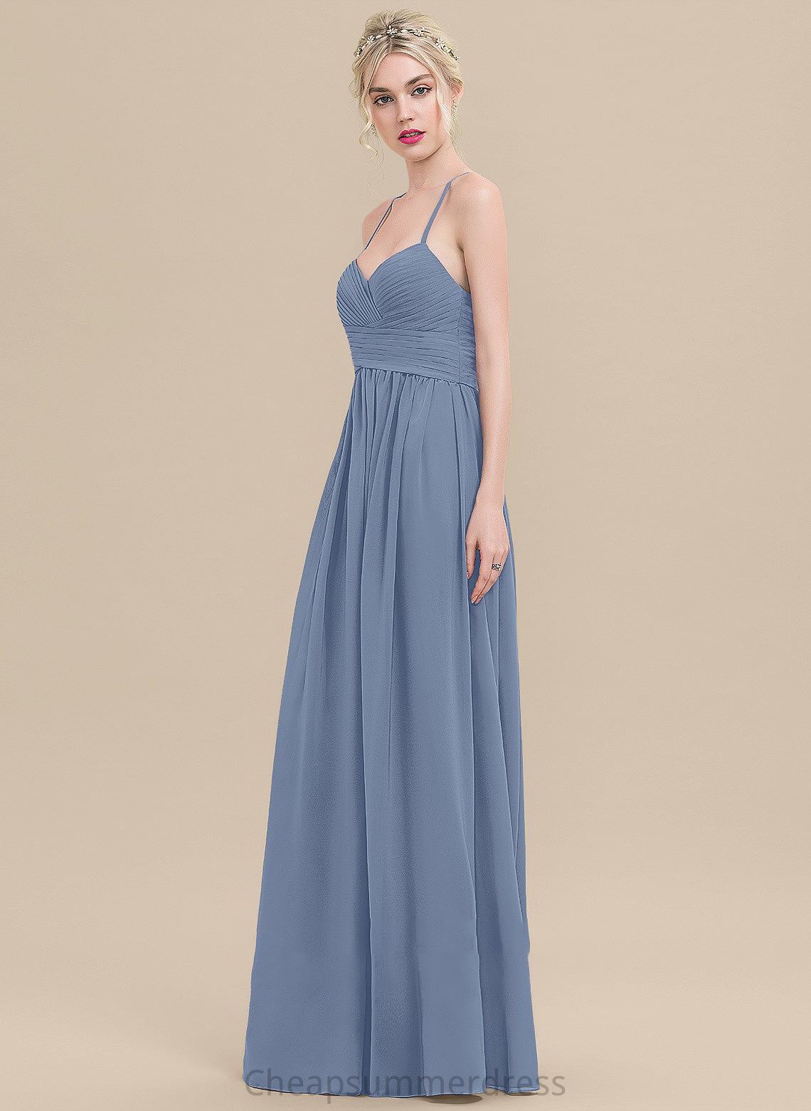 Silhouette Ruffle A-Line Length Neckline Fabric Embellishment Floor-Length Sweetheart Taylor Sleeveless Spaghetti Staps