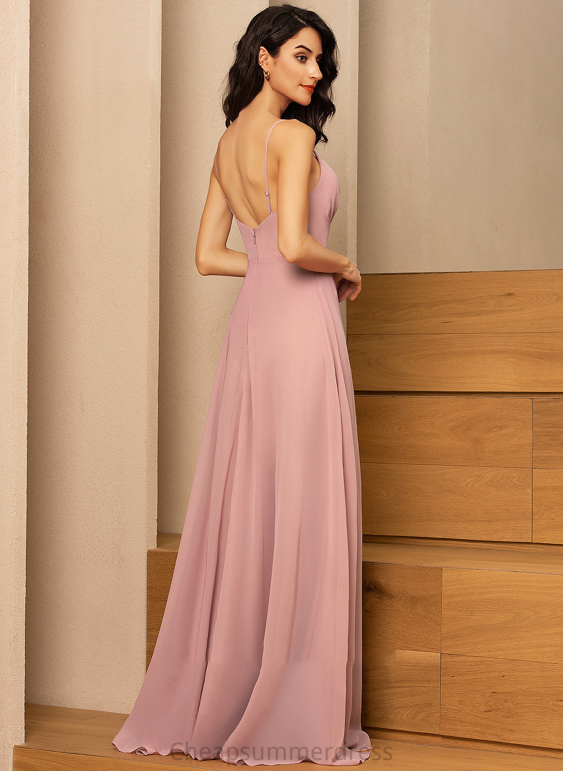 Embellishment Neckline Silhouette Ruffle Fabric Length V-neck A-Line Floor-Length SplitFront Marianna A-Line/Princess