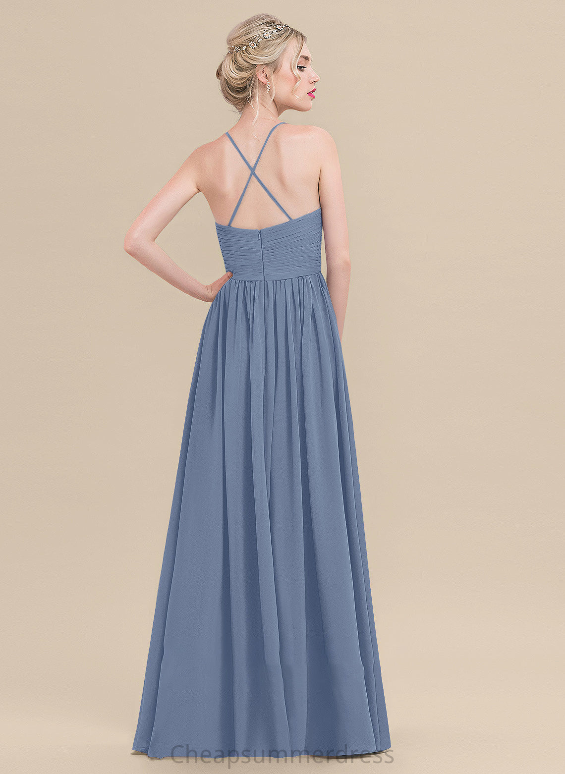 Silhouette Ruffle A-Line Length Neckline Fabric Embellishment Floor-Length Sweetheart Taylor Sleeveless Spaghetti Staps