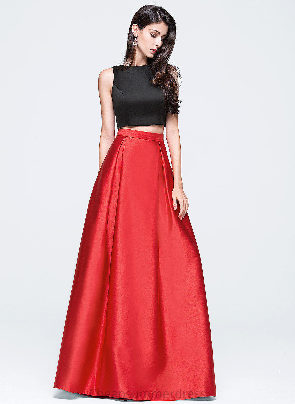 Prom Dresses Neck With Scoop Pockets Ball-Gown/Princess Floor-Length Satin Marley