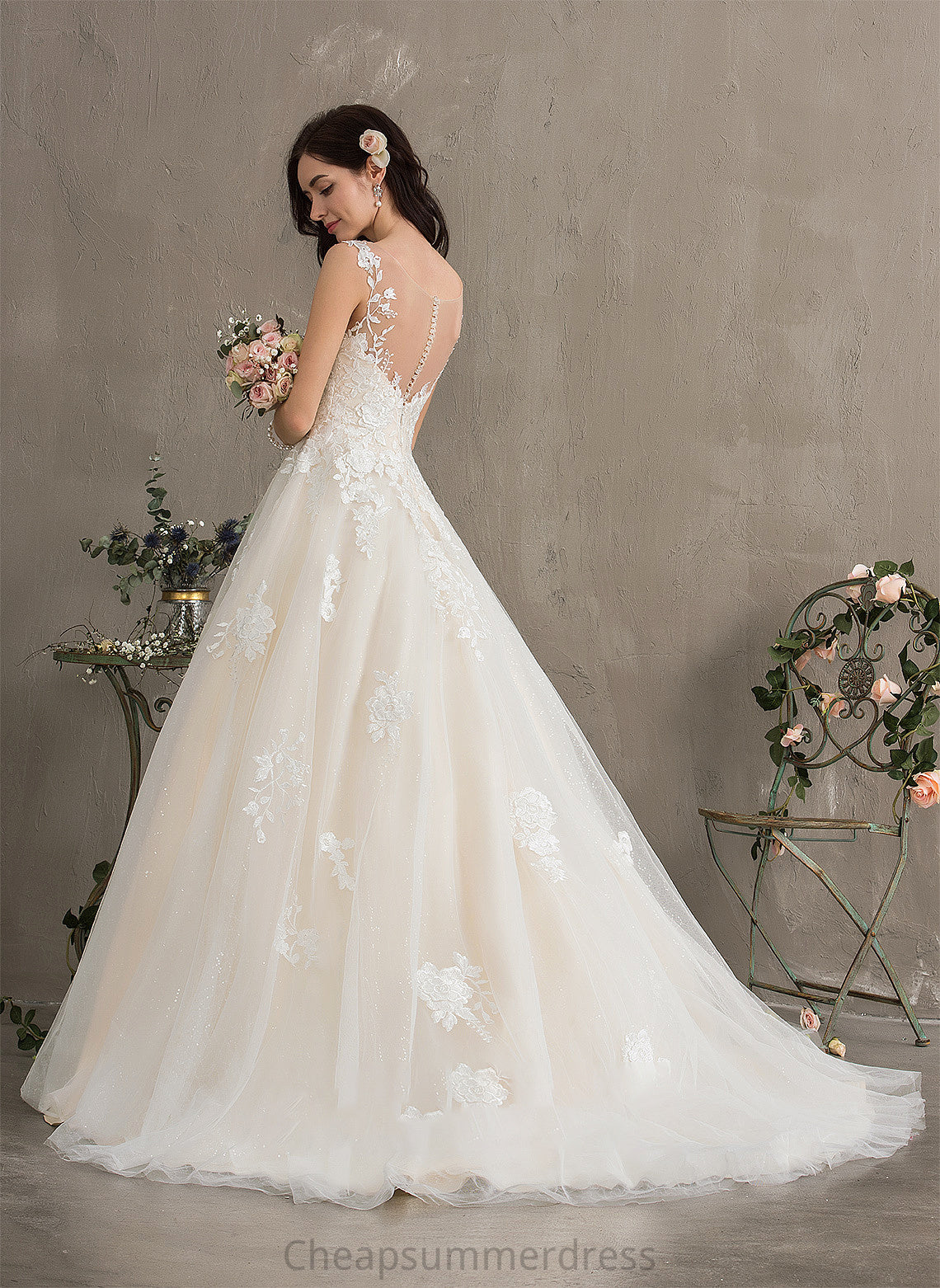 Wedding Dress Train Saniyah Court Illusion Ball-Gown/Princess Wedding Dresses Tulle