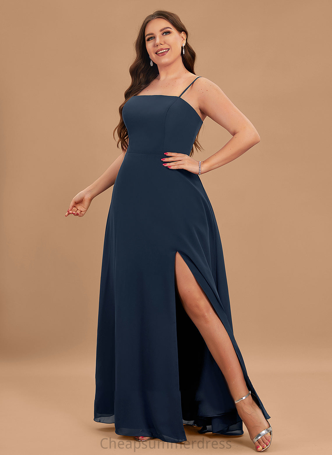 Floor-Length Chiffon Front Split Neckline With A-Line Prom Dresses Juliette Square