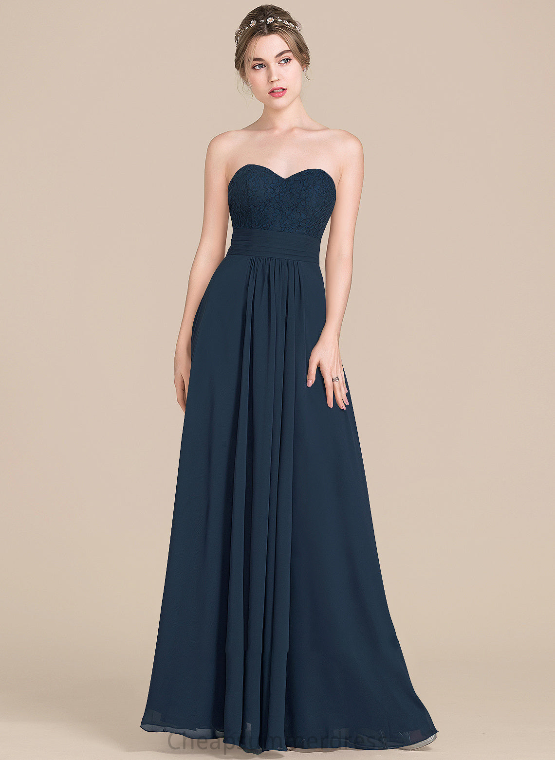 Silhouette Length Floor-Length Ruffle Fabric Embellishment Sweetheart A-Line Neckline Simone Sleeveless Natural Waist