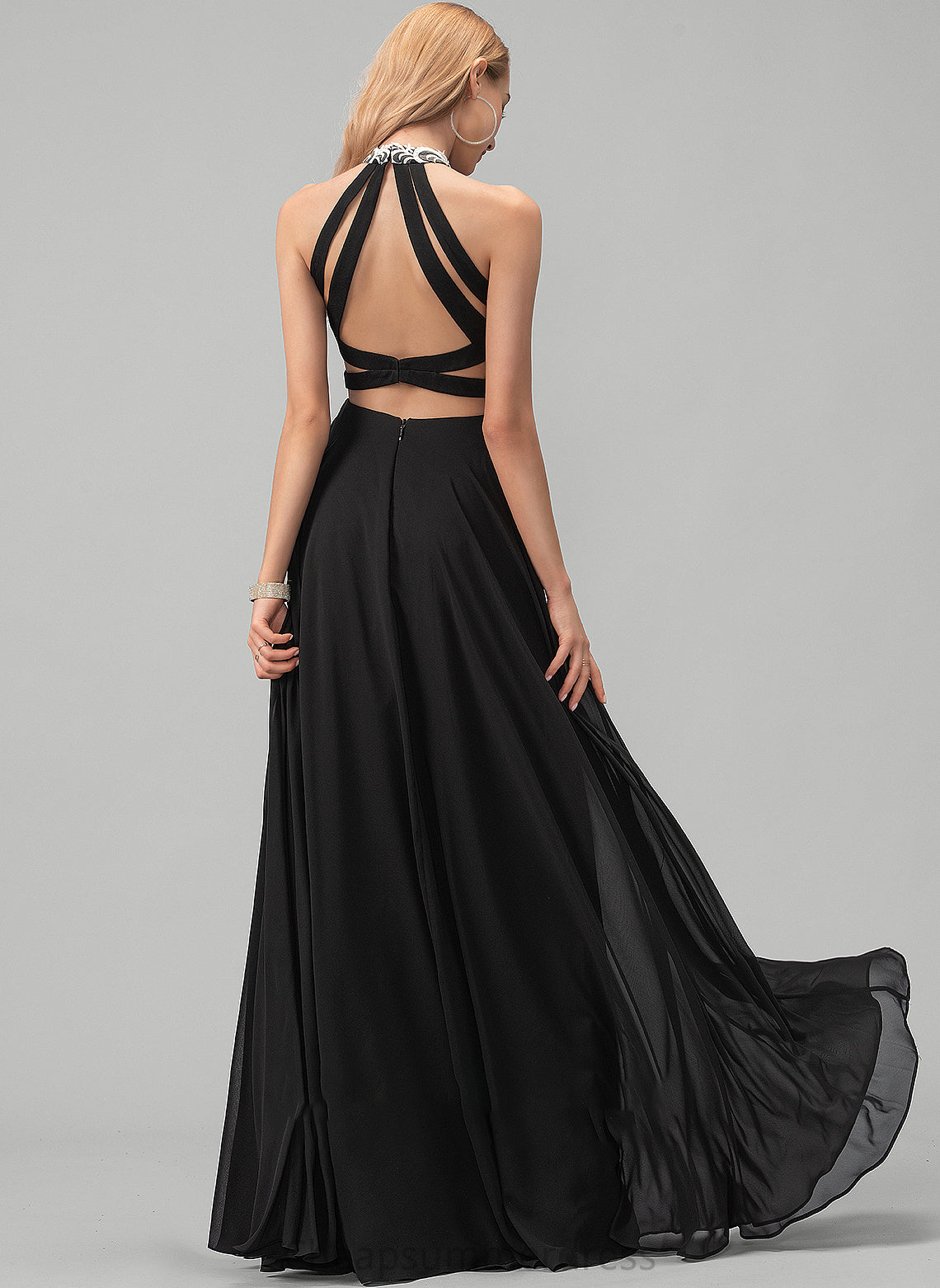 With Scoop Lace Iris Prom Dresses Chiffon Floor-Length A-Line Neck