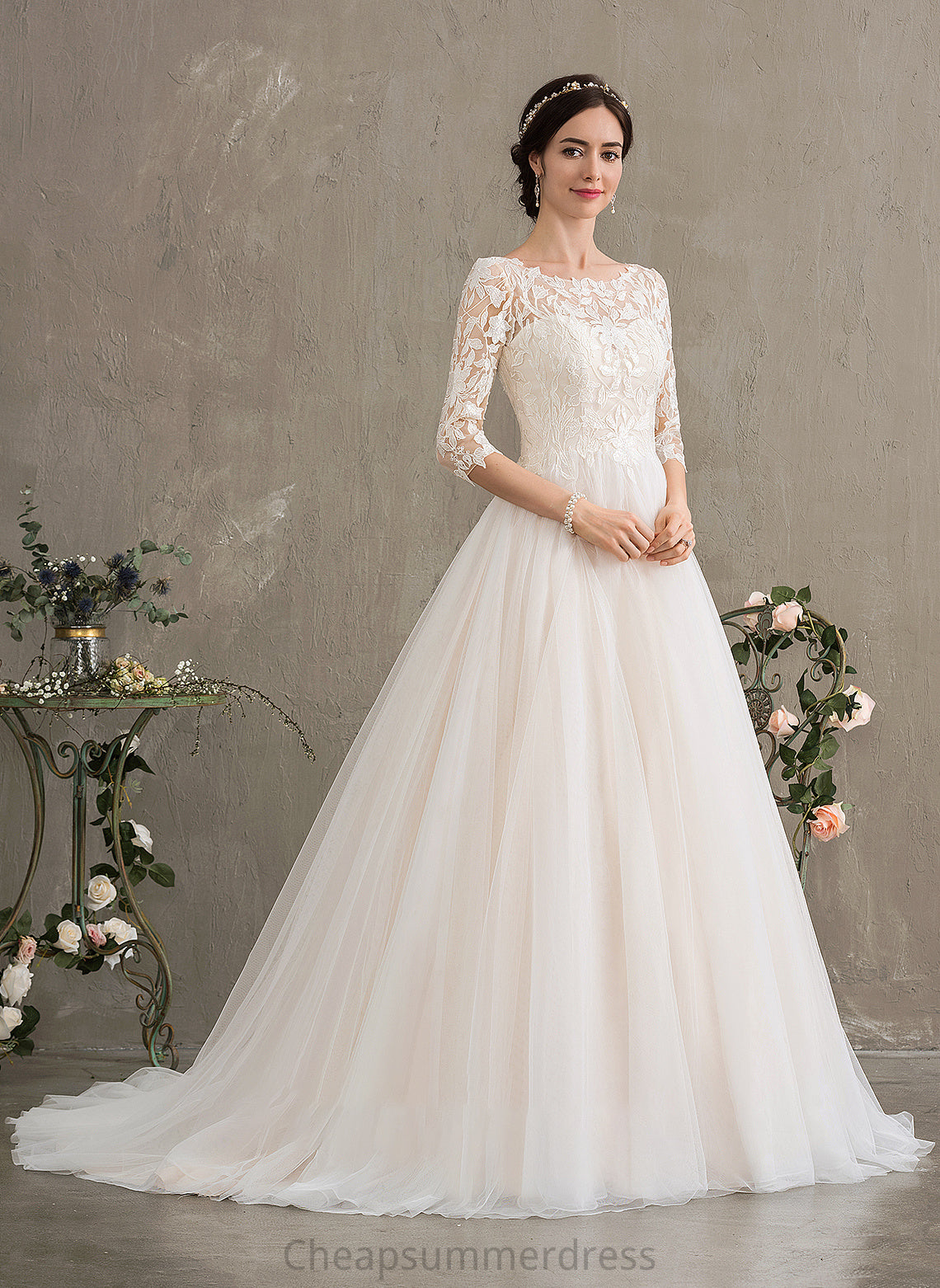 Dress Sequins Court Tulle With Scoop Neck Train Ball-Gown/Princess Alexis Wedding Dresses Wedding