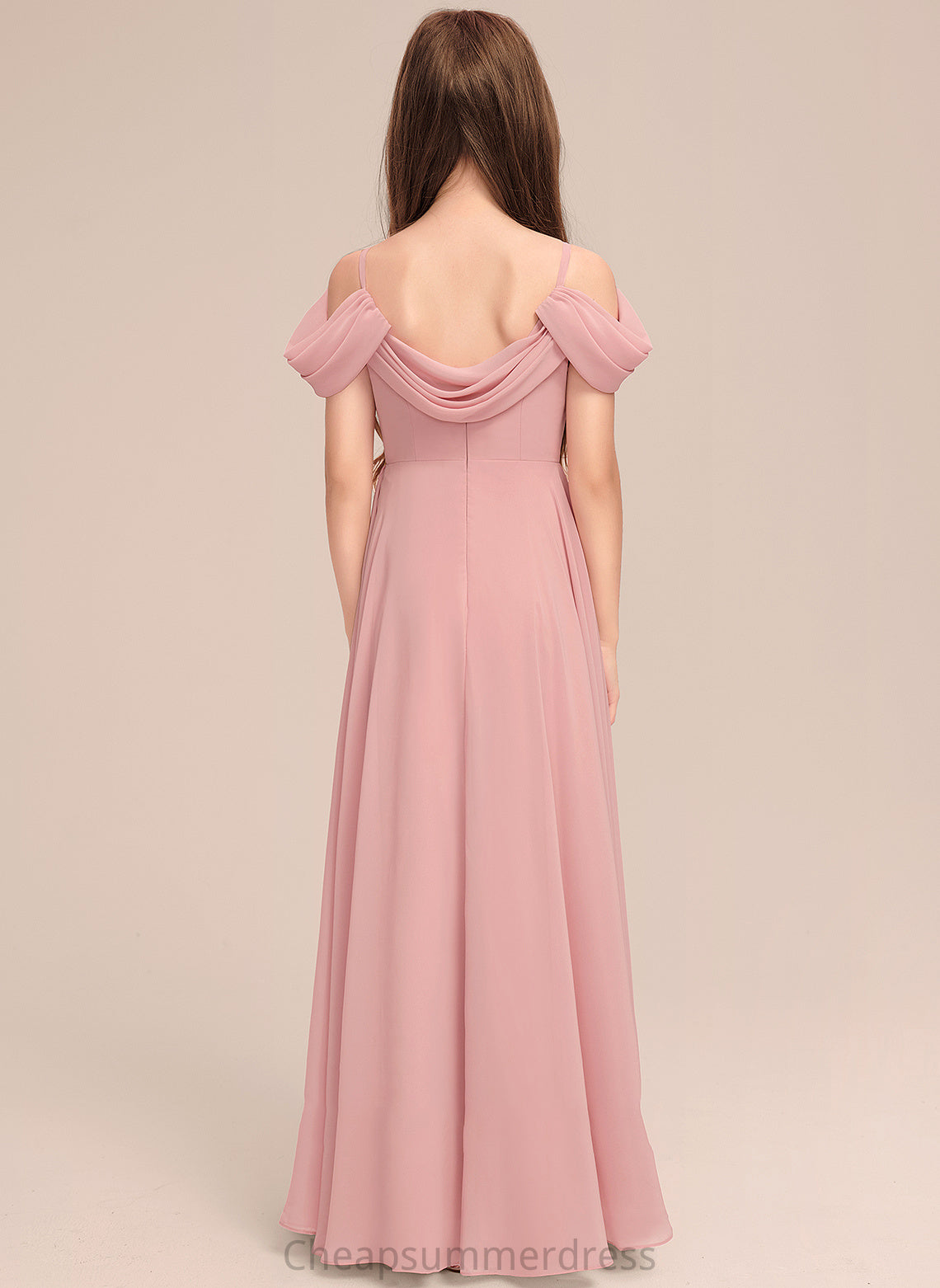 V-neck Ruffle Junior Bridesmaid Dresses Carla With Floor-Length A-Line Chiffon