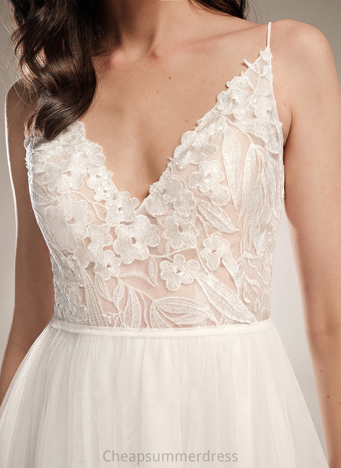 Tea-Length V-neck Wedding Dresses Madisyn Dress A-Line Wedding