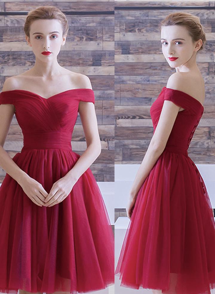 Red Tulle Short Simple Party Dress Homecoming Dresses Meg CD11434