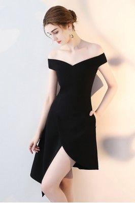 Chic Black High Low Off Homecoming Dresses Lois Shoulder CD13321